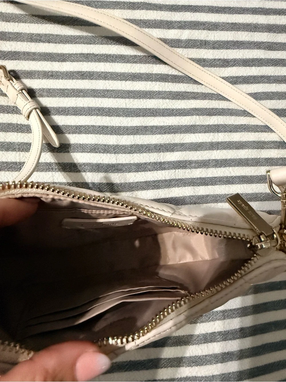 kate spade Cream Quilted Crossbody with Gold Chain